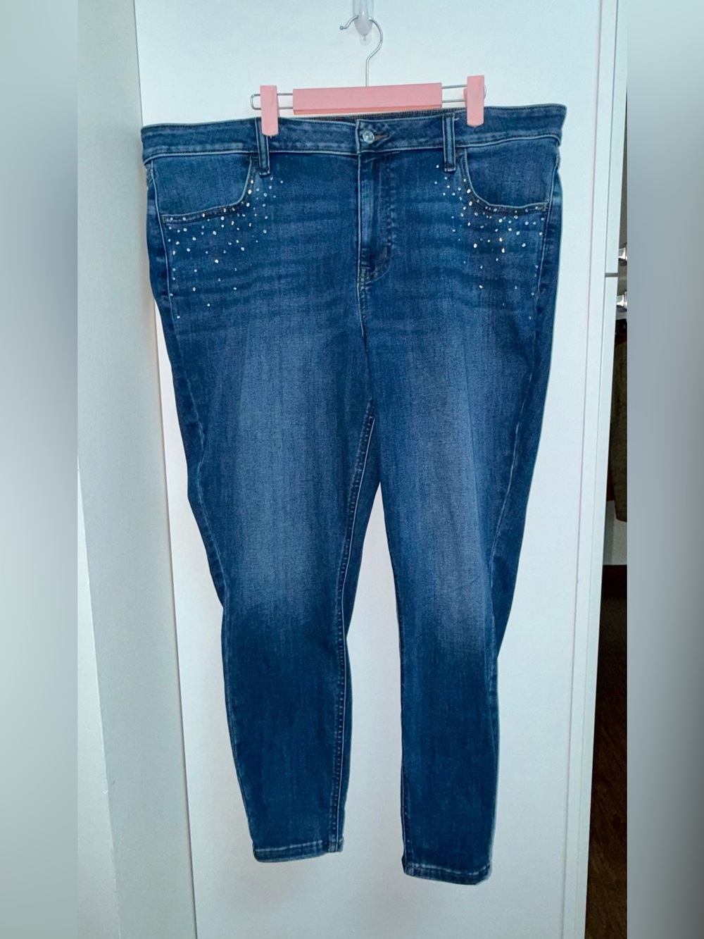 Maurices Dark Blue Skinny Jeans / Jeggings with Rhinestone Accent